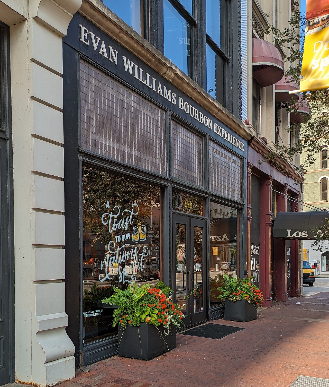 Evan Williams Bourbon Experience storefront on Whiskey Row