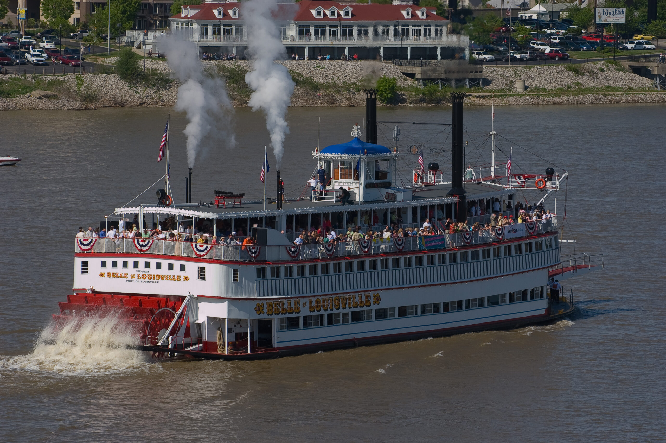 The Belle of Louisville steamboat on the Ohio River