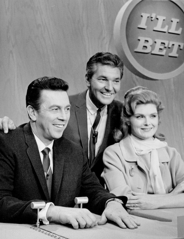 Jack Narz with Patricia Blair on the game show I'll Bet, 1965
