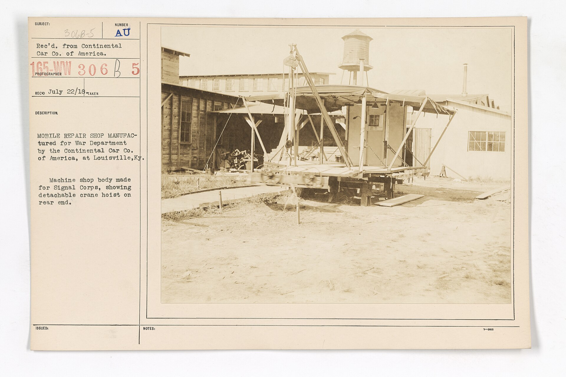 A World War I-era mobile repair shop built for the War Department by Continental Car Co. of America in Louisville