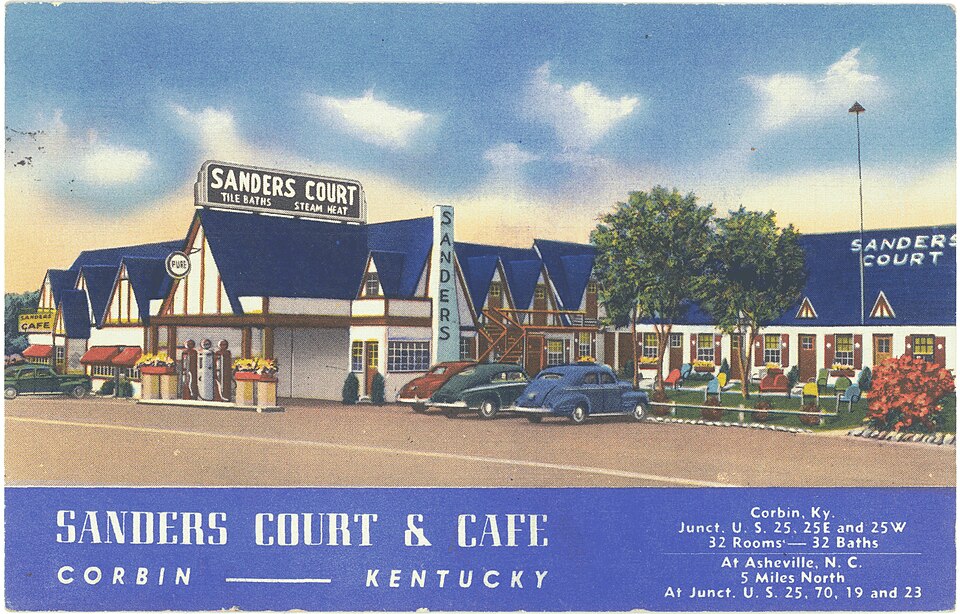 Sanders Court and Cafe postcard, 1930s